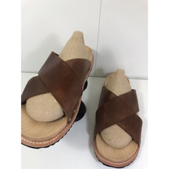 Steven Alan Dr Scholl’s Leather Cross Strap Slip On Sandals Brown Mens US 12 M